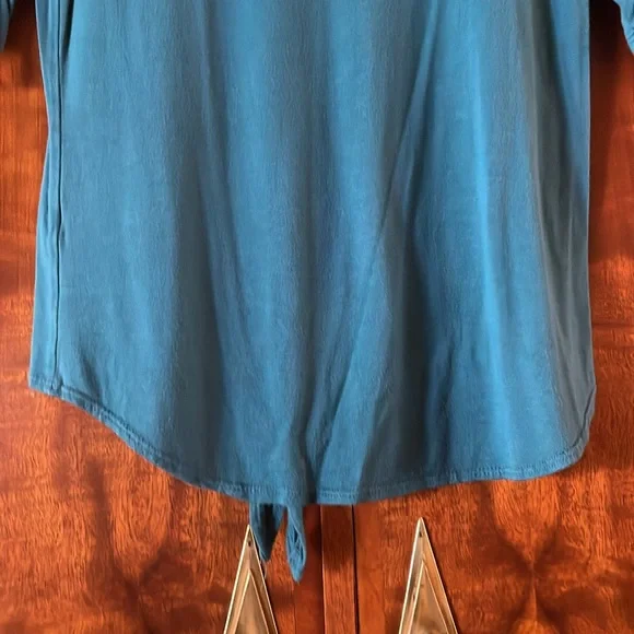I Love Pinc Girls XL Blue Tie Front Short Sleeve Tee Boho Casual Top - Picture 11 of 11